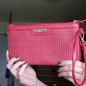 Nine West Red Studded Wristlet Clutch
